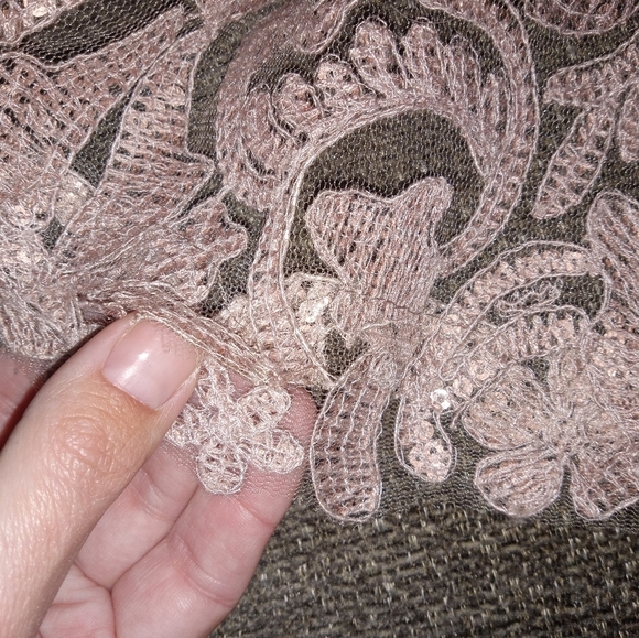 BHLDN Tadashi Shoji "Yvonne" Sequin Lace Overlay Dress Size 8 - Picture 10 of 11